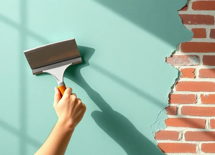 Application d'un enduit décoratif à la lisseuse sur un mur